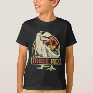 T-shirt Trois Rex 3ème Anniversaire Chemise Troisième Dino
