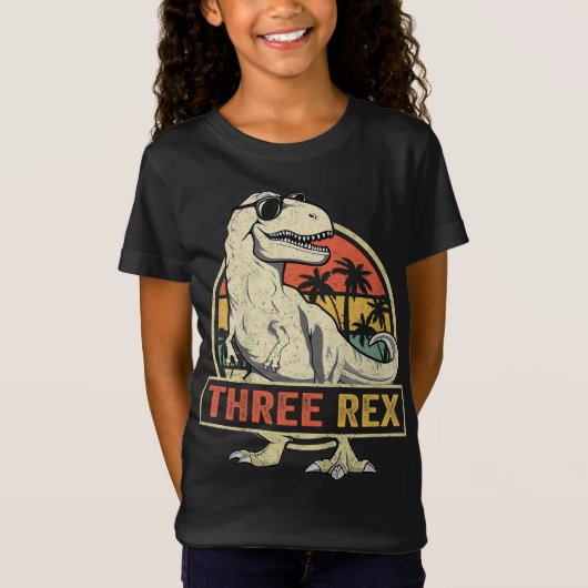 T-Shirt Trois Rex 3ème Anniversaire Troisième Dinosaure 3  (Devant)