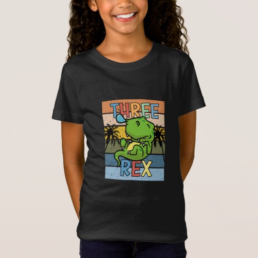 T-Shirt Trois Rex T-Rex 3e Anniversaire - Cute Kawaii T Re (Devant)