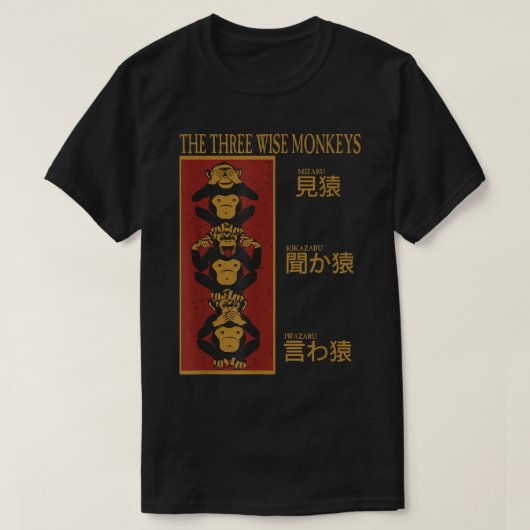 T-shirt Trois singes sages ne voient pas le mal, n'entende (Design devant)
