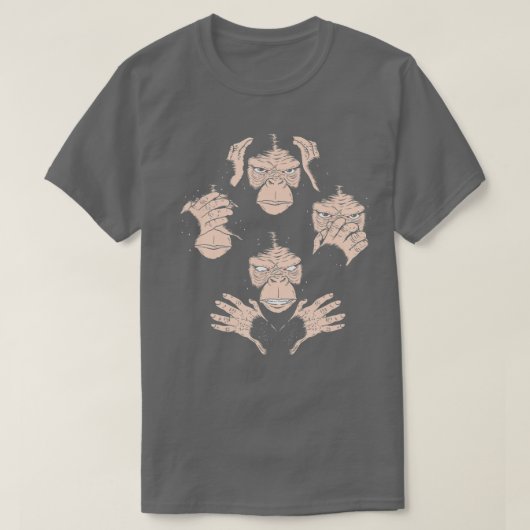 T-shirt Trois Singes Sages Voir Écouter Parler Pas Mal Ape (Design devant)