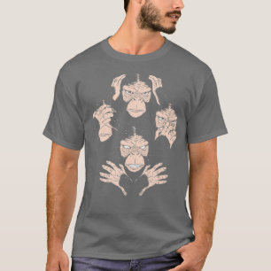 T-shirt Trois Singes Sages Voir Écouter Parler Pas Mal Ape