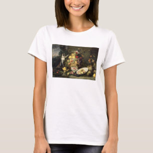 T-shirt Trois singes Volant des fruits (huile sur toile)
