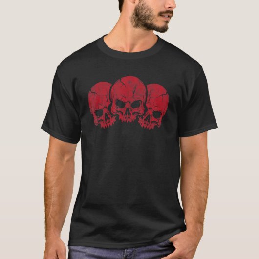 T-shirt Trois Skeleton Skuls Déplaisant Monster Face Éffra (Devant)