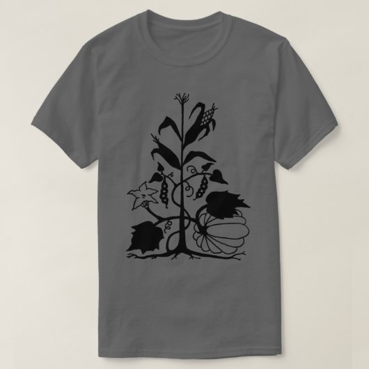 T-shirt Trois soeurs Corn, haricots et courge (Design devant)