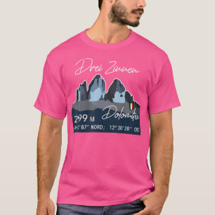 T-shirt Trois sommets Tre Cime Di Lavaredo Dolomites Mount