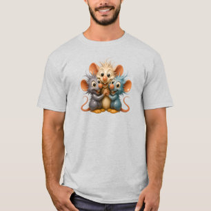 T-shirt Trois souris en porcelaine, mignon trio réaliste.