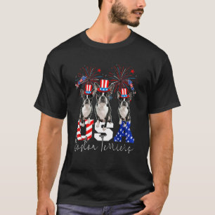 T-shirt Trois Usa Boston Terriers Portant Casquette Americ