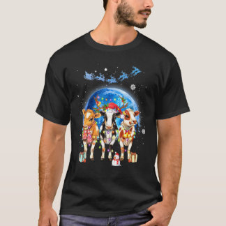 T-shirt Trois vaches de Noël Xmas chapeau de Père Noël Lun