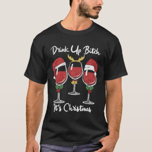 T-shirt Trois Verre de vin rouge Noël du Père Noël