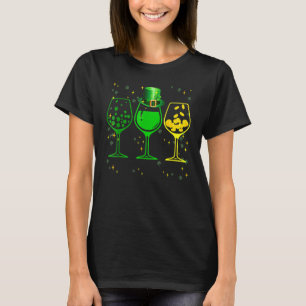 T-shirt Trois verres à vin C Shamrock St Patrick Day Irish