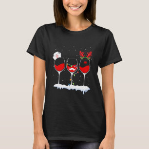 T-shirt Trois Verres De Vin Rouge Xmas Pour Noël Infirmièr