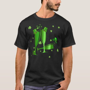 T-shirt Trois verres de vin vert Happy St patrick Shamroc