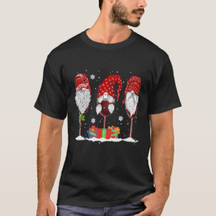 T-shirt Trois Verres De Vins Gnomes De Noël Drôle Holi