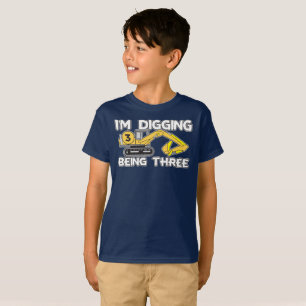T-shirt Troisième anniversaire de l'enfant Je creuse trois