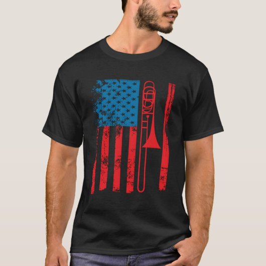 T-shirt Trombone Player Usa Drapeau Accessoires Pour (Devant)