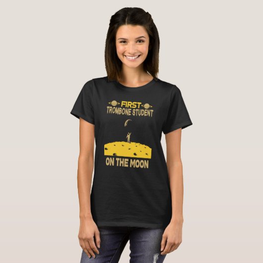 T-shirt Trombone Student On The Moon (Devant entier)