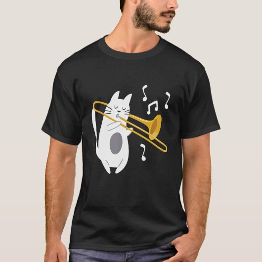 T-shirt Trombonist Chat - Trombone Player Music Lover (Devant)