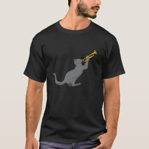 T-shirt Trompette de chat de jazz vintage Funny Kitty Musi