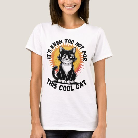 T-shirt Trop Chaud Pour Le Chat Cool (Devant)