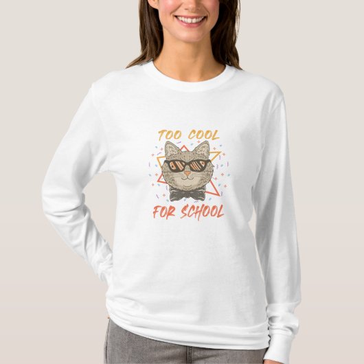 T-shirt trop cool pour l'école | design chats (Devant)