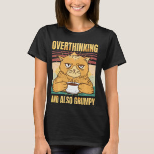 T-shirt Trop De Pensée Et Aussi Grumeux Chat D'Humeur Vint