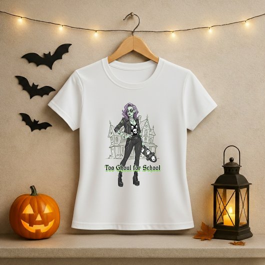 T-shirt Trop Ghoul Pour L'École Halloween Tee; Ghoul Girl