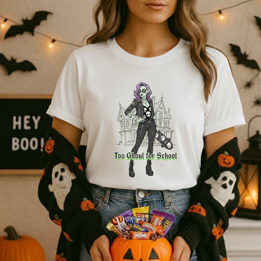 T-shirt Trop Ghoul Pour L'École Halloween Tee; Ghoul Girl