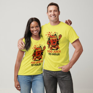 T-shirt Trop Juteux pour Tenir – Dessin Animé de Coupe en