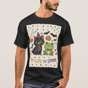 T-shirt Trop mignon pour effrayer la sorcière chat Hallowe