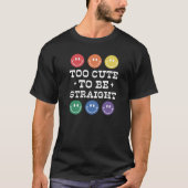 T-shirt Trop mignon pour être Gay pride droit, noir (Devant)