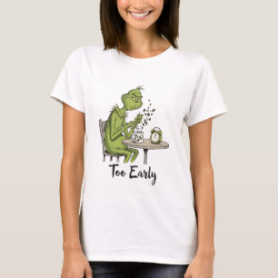 T-shirt Trop tôt, monstre vert grincheux, café du matin