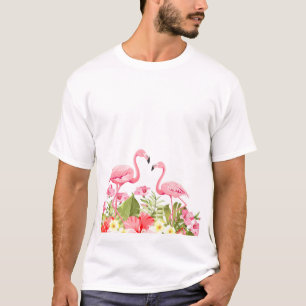 T-shirt Tropcal Flowers and Flamingos