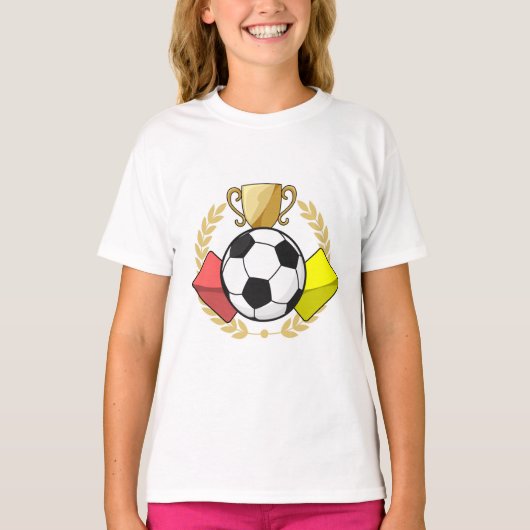 T-shirt Trophée de football rouge et jaune (Devant)