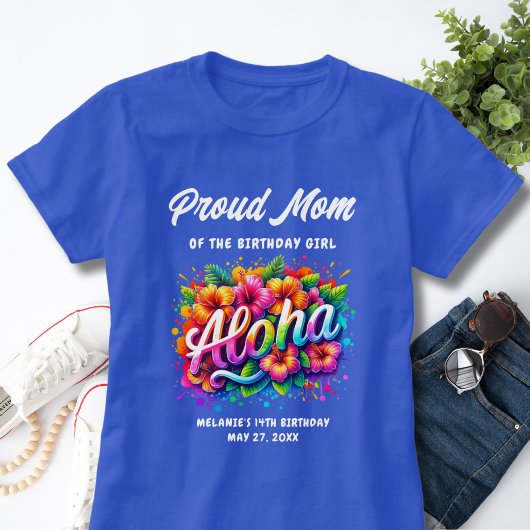 T-shirt Tropical Aloha Maman fière de la fille d'anniversa