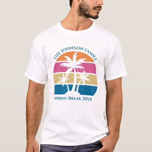 T-shirt Tropical Beach Palm Tree Custom Spring Break Trip (Devant)