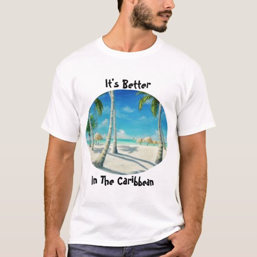 T-shirt Tropical Caribbean Beach (Devant)