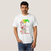 T-shirt tropical de thème de Noël de Père Noël (Devant entier)