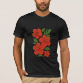 T-shirt Tropical Elegance Red Hibiscus on Black (Devant)