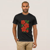 T-shirt Tropical Elegance Red Hibiscus on Black (Devant entier)