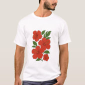 T-shirt Tropical Elegance Red Hibiscus on Black (Devant)