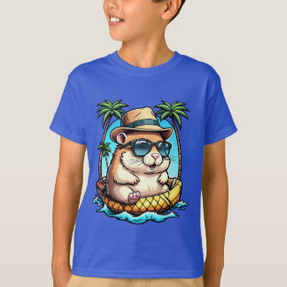 T-shirt Tropical Hamster in Pineapple Floaty Cute Summer