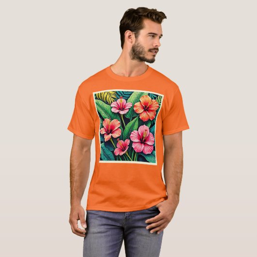 T-shirt Tropical Hibiscus Bloom Artistry (Devant entier)