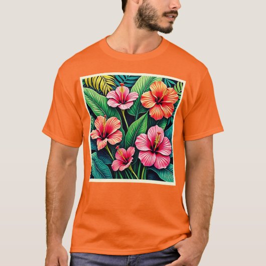 T-shirt Tropical Hibiscus Bloom Artistry (Devant)