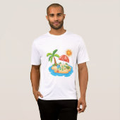 T-shirt Tropical Island Beach Turtle Palm Tree Picnic (Devant entier)