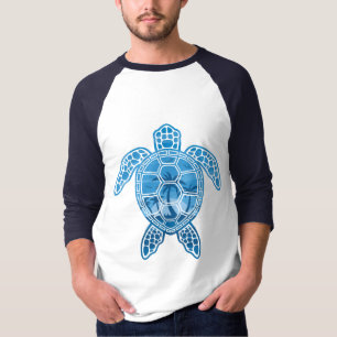 T-shirt Tropical Island Sea Turtle Design en bleu