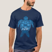 T-shirt Tropical Island Sea Turtle Design en bleu (Devant)