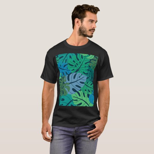 T-shirt Tropical Jungle Palm Motif sans couture (Devant entier)