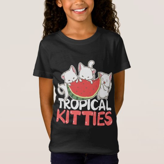 T-Shirt Tropical Kitties Funny Cat Kitten Watermelon (Devant)