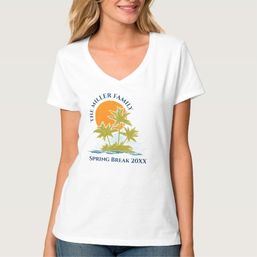 T-shirt Tropical Palm Tree Beach Trip Sunset Cute Custom (Devant)